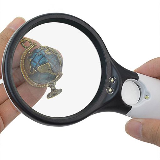 Black And White hand holding magnifying glass