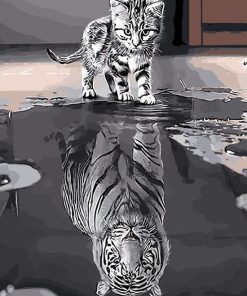 Cat Mirror Tiger - DIY Paint By Numbers - Numeral Paint