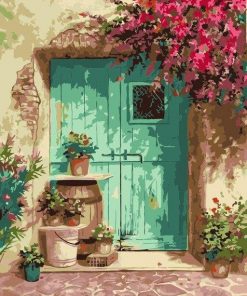 Door With Flowers Paint By Numbers