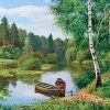 Boat River Forest Landscape Paint By Numbers