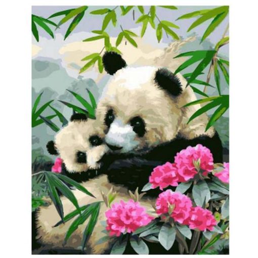 Panda With flowers paint by numbers