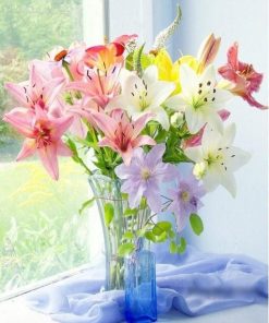 Colored Flowers  Flowers Paint By Numbers