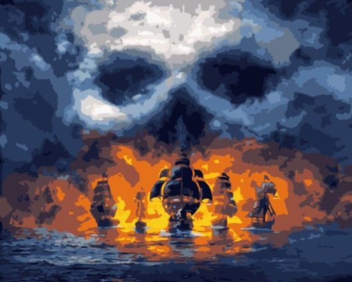 Pirate Ships at Sea paint by numbers