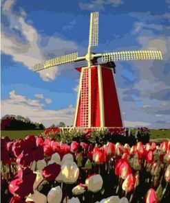 Windmill Tulips Paint By Numbers