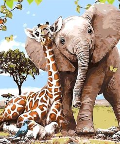 Elephant And Giraffe Paint By Numbers