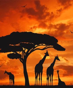 Giraffes Silhouette Paint By Numbers