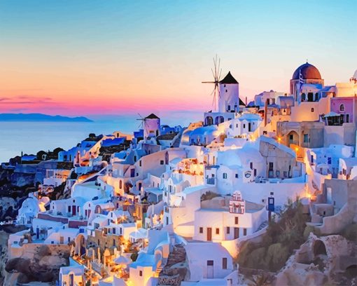 Greece At Night Paint By Numbers