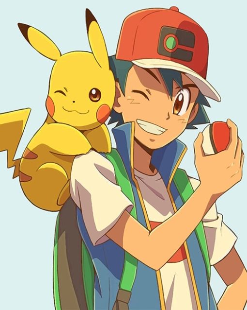 Pikachu And Ash Paint By Numbers