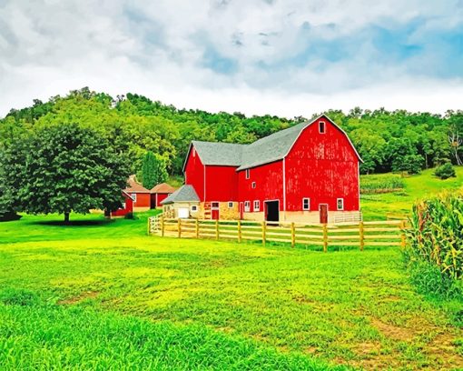 Green Farm Paint By Numbers