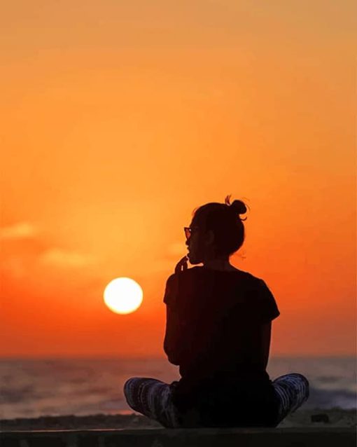 Girl Enjoying Sunset Paint By Numbers