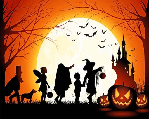 Halloween Silhouette Paint By Numbers