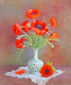 Vase With Orange Flowers Paint By Numbers