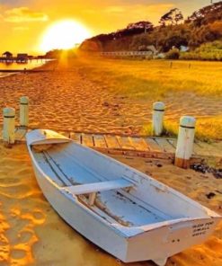 Boat On Sea Sand Paint By Numbers