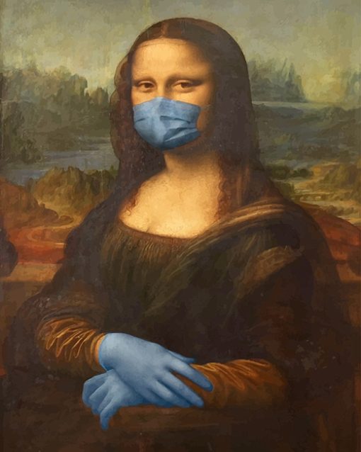 Monalisa Wearing Mask Paint By Numbers