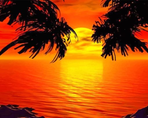 Paradise Sunset Island Paint By Numbers