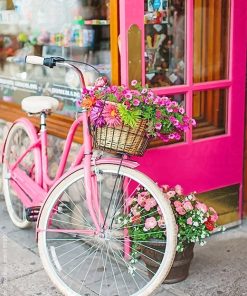 Pink Bike With Flowers Paint By Numbers