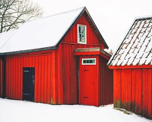 Barn Snow Paint By Numbers