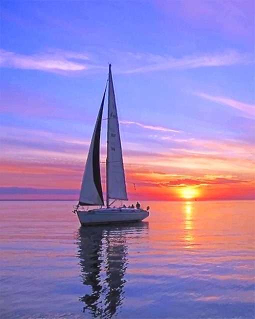 Boat Sunset Paint By Numbers