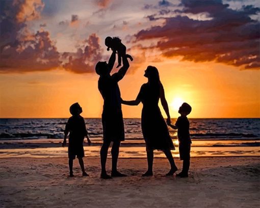 Happy Family Silhouette Paint By Numbers