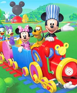 Mickey Mouse With Train Paint By Numbers