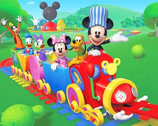 Mickey Mouse With Train Paint By Numbers