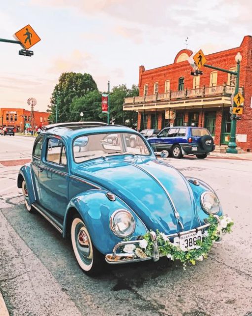 Blue Volkswagen Beetle Paint By Numbers