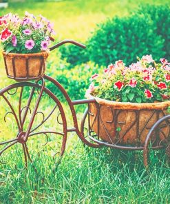 Bike Equipped Basket Flowers Paint By Numbers