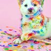 Messy Dog With Paints paint by numbers