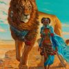 African Woman And Lion Paint by numbers