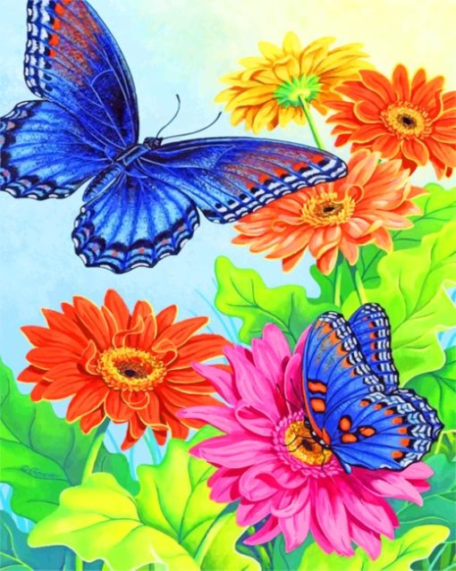 Flowers And Butterflies Paint by numbers