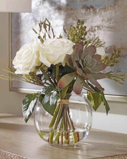 Bouquet in glass vase paint by number