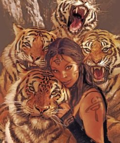 Woman And Tigers paint by numbers