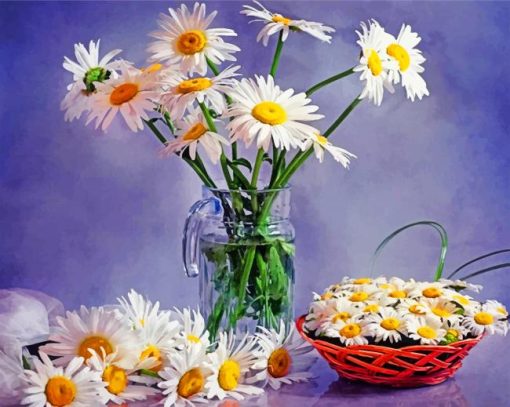 Daisies Vase Paint by numbers