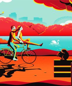 Illustration Couple On Bike Paint by numbers