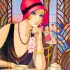 Deco Lady Drinking Coffee paint by numbers