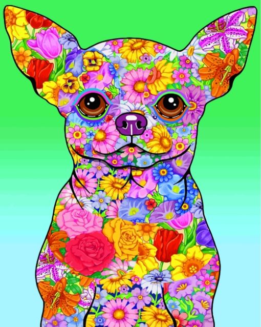 Floral Chihuahua Paint by numbers