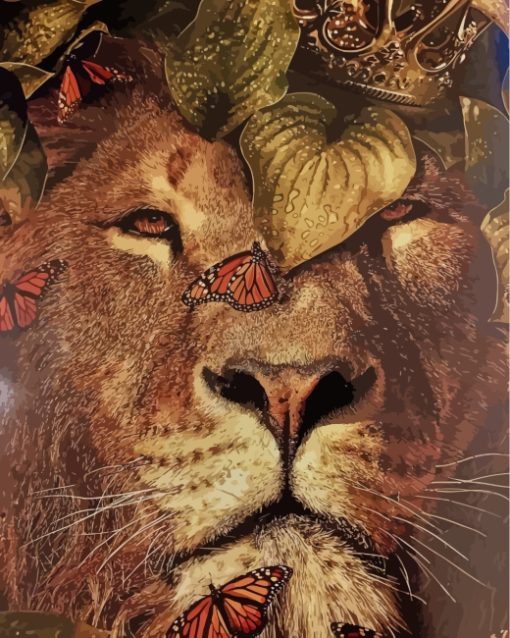 king-lion-and-butterflies-paint-by-numbers