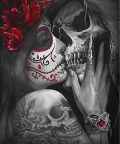 Sugar Skull Kissing Skeleton Paint by numbers