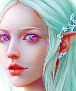 Fantasy Elf With Violet Eyes Paint by number