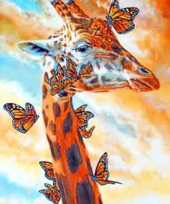 Giraffe-and-Monarch-Butterflies-paint-by-numbers