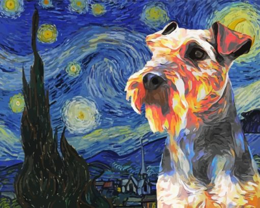 Starry Night Wirehaired Pointing Griffon Paint by numbers