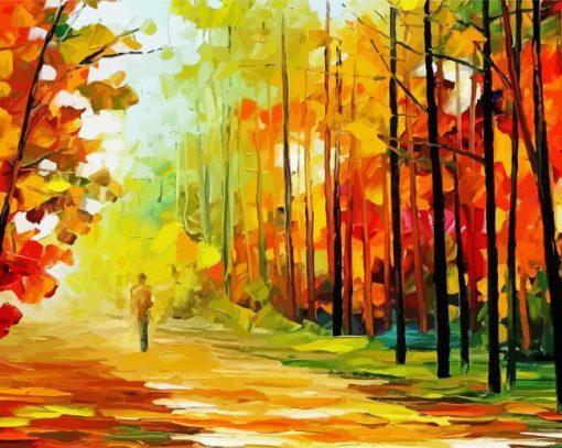 Abstract Walk Alone In The Autumn Paint By Number