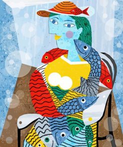 Abstract Lady And Fishes Paint By Number