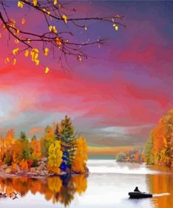 Autumn Lake Landscape Paint By Number