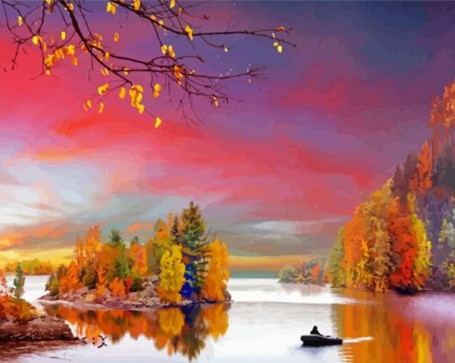 Autumn Lake Landscape Paint By Number