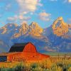 Barn Teton Mountains Landscape Paint By Number