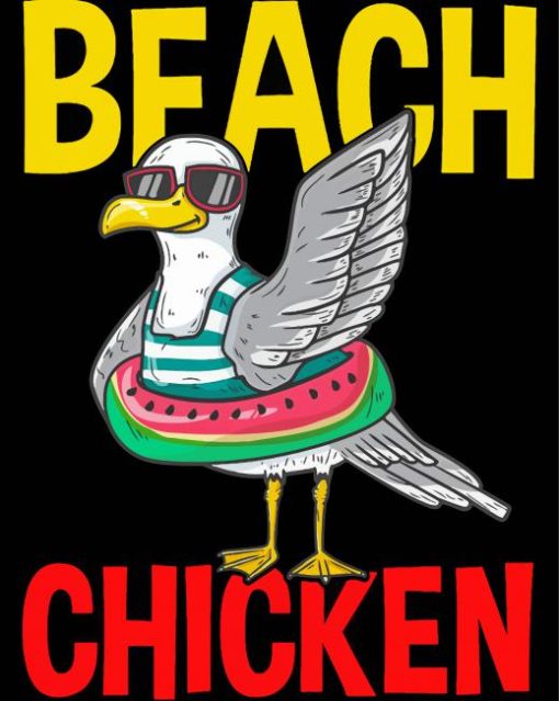 Beach Chicken Poster Paint By Number