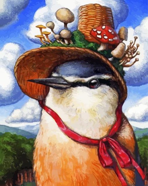 Bird Wearing Hat Art Paint By Number