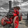 Black White And Red Traction Engine Paint By Number