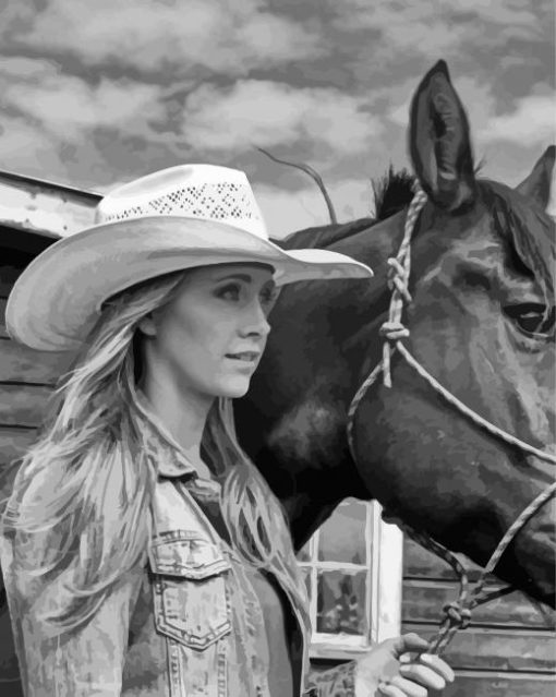 Black And White Amber Marshall With Horse Paint By Number